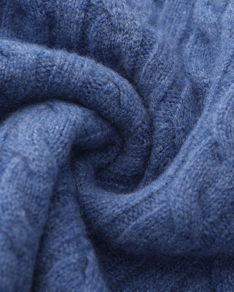 100% CASHMERE WOVEN HALF ZIP